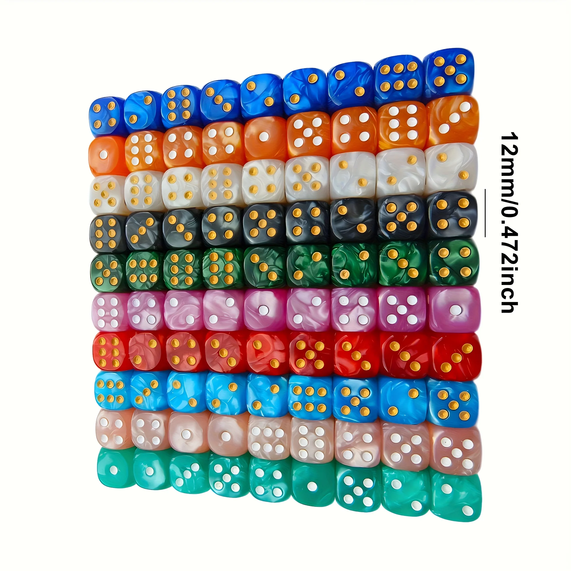 10Pcs 12mm Pearl Swirl D6 Dice - Tablet Gaming Accessories review and price