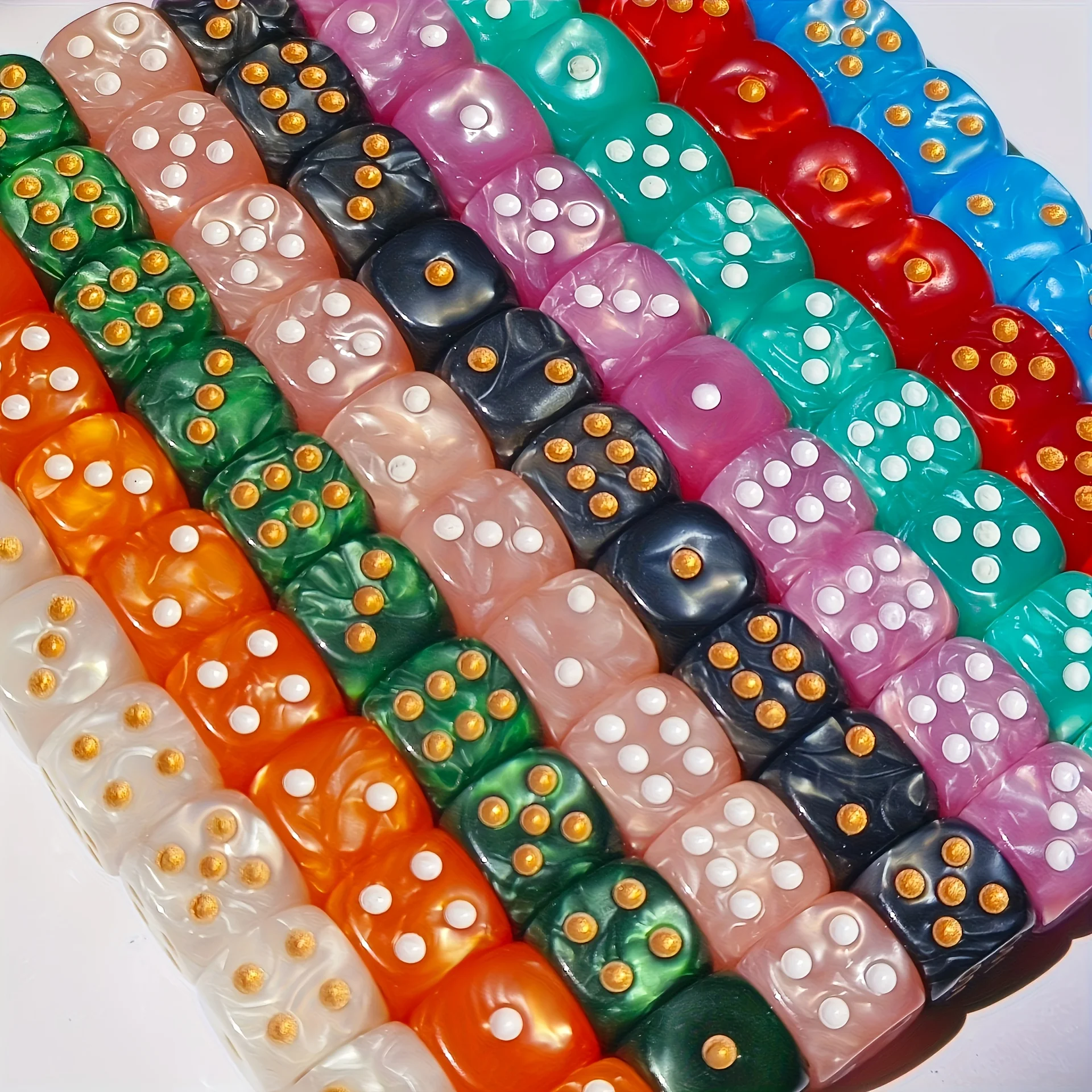 10Pcs 12mm Pearl Swirl D6 Dice - Tablet Gaming Accessories review and price