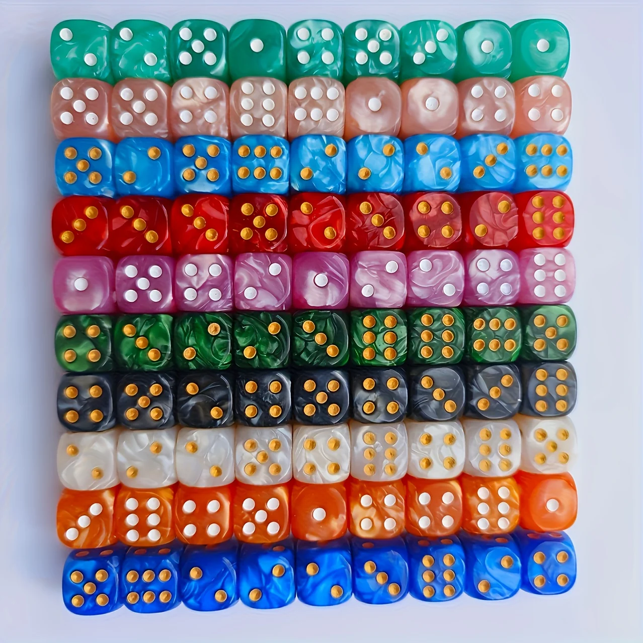 10Pcs 12mm Pearl Swirl D6 Dice - Tablet Gaming Accessories review and price