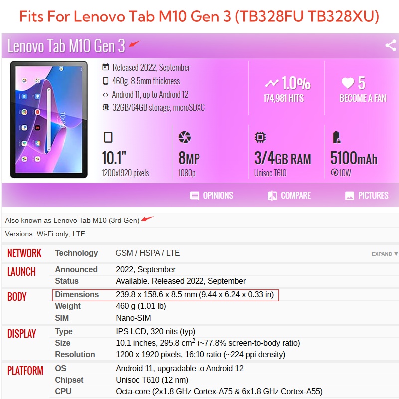 For Lenovo Tab M10 3rd Gen 10. - Tablet Accessories Case review and price